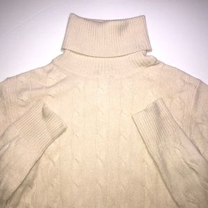 Hayden White Turtleneck Knit Cashmere Sweater S